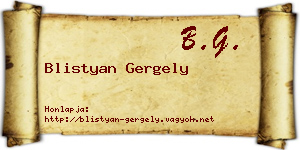 Blistyan Gergely névjegykártya